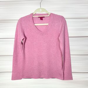 CACHE Cashmere Pink Sweater Pullover V-neck Women’s size S